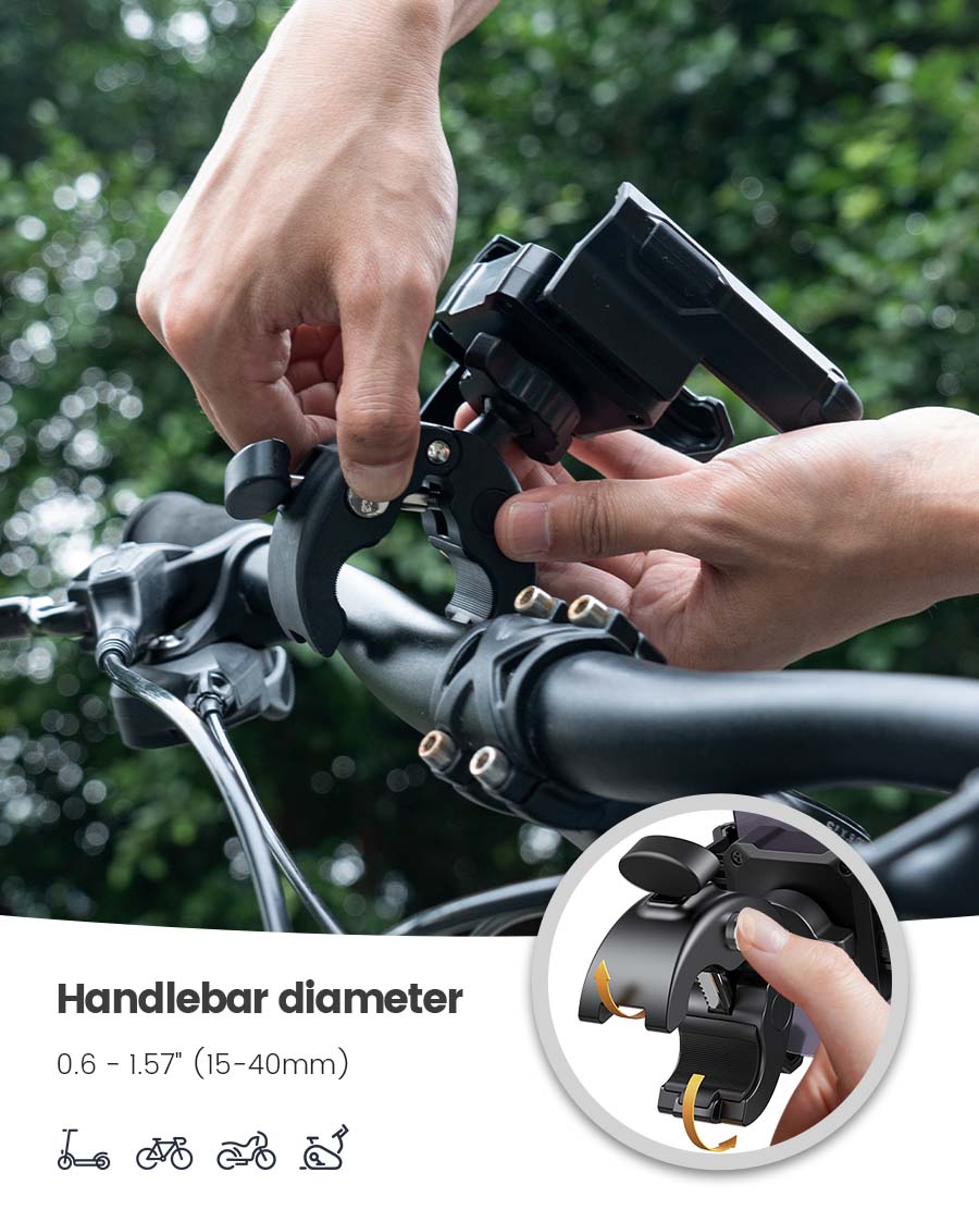 Bike Phone Mount for Bike with Quick-Release, [Camera Friendly] Motorcycle Phone Mount for iPhone 17-16-15-14-13-12-11 All Series, Galaxy S22/S23/S24/S25 Ultra, 2.4~3.54" Wide Phones