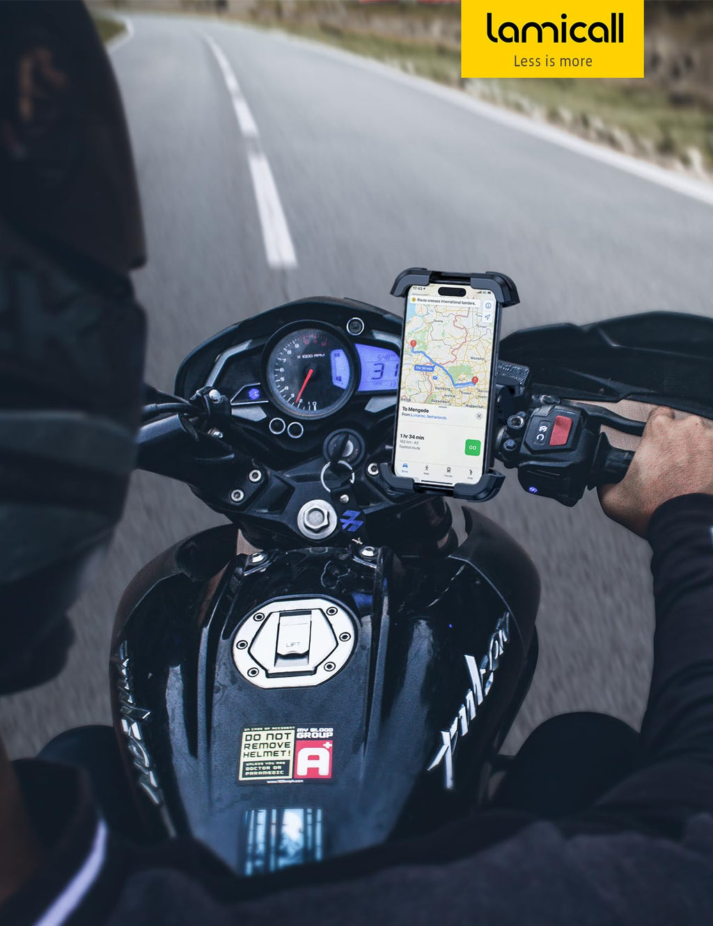 Dual Vibration Dampener & Anti Shake Motorcycle Cell Phone Holder for 4.7-6.7'' iPhone Android and More